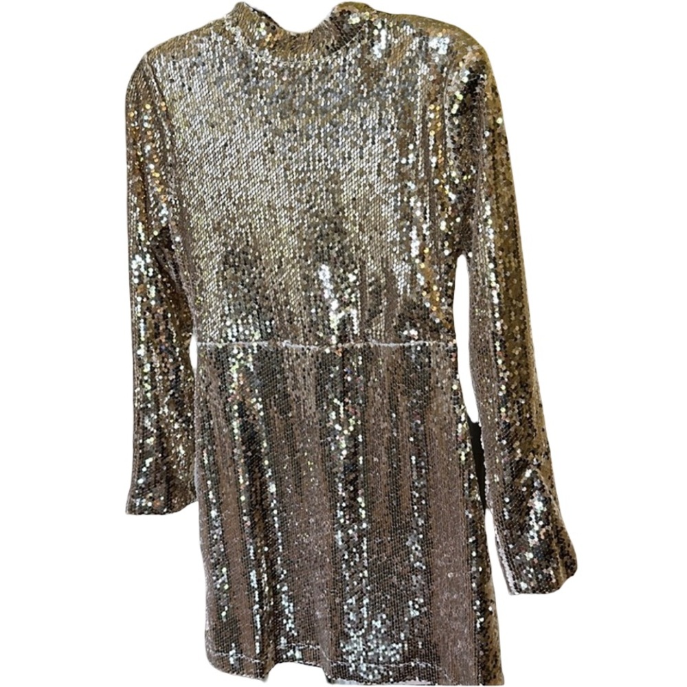 New En Saison szM gold sequin mini cocktail dress